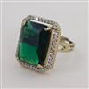 American Diamond Adjustable Ring with Mehndi Plating