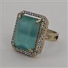 American Diamond Adjustable Ring with Mehndi Plating