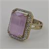 American Diamond Adjustable Ring with Mehndi Plating