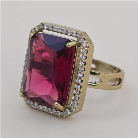 American Diamond Adjustable Ring with Mehndi Plating