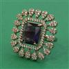 American Diamond Adjustable Ring with Mehndi Plating