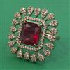 American Diamond Adjustable Ring with Mehndi Plating