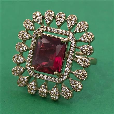 American Diamond Adjustable Ring with Mehndi Plating