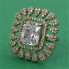American Diamond Adjustable Ring with Mehndi Plating