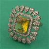 American Diamond Adjustable Ring with Mehndi Plating