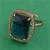 American Diamond Adjustable Ring with Mehndi Plating