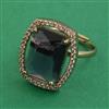 American Diamond Adjustable Ring with Mehndi Plating
