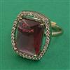 American Diamond Adjustable Ring with Mehndi Plating