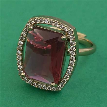 American Diamond Adjustable Ring with Mehndi Plating