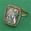 American Diamond Adjustable Ring with Mehndi Plating