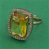 American Diamond Adjustable Ring with Mehndi Plating