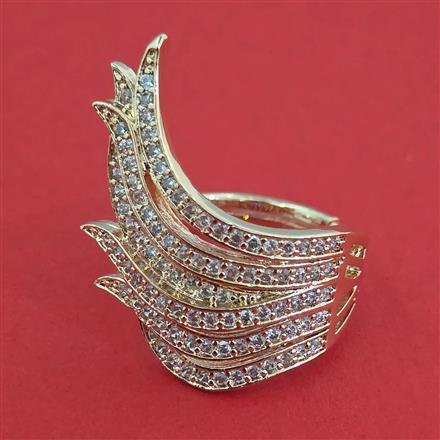 American Diamond Adjustable Ring with Rhodium Plating 2 Tone Plating Carat Plating