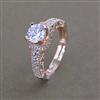 American Diamond Adjustable Ring with Rhodium Plating 2 Tone Plating Carat Plating