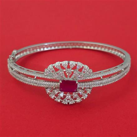 American Diamond Openable kada with Rhodium Plating