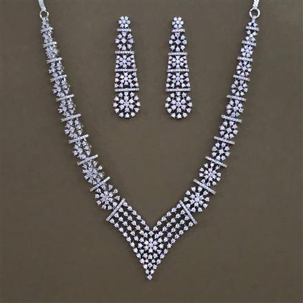 American Diamond Classic Necklace with Rhodium Plating 2 Tone Plating Mehndi Plating Carat Plating