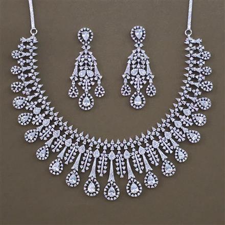 American Diamond Classic Necklace with Rhodium Plating 2 Tone Plating Mehndi Plating Carat Plating