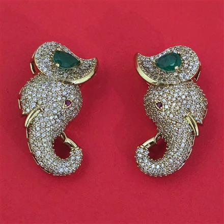 American Diamond Animal Brooch with Mehndi Plating