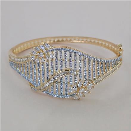 American Diamond Openable kada with Rhodium Plating 2 Tone Plating