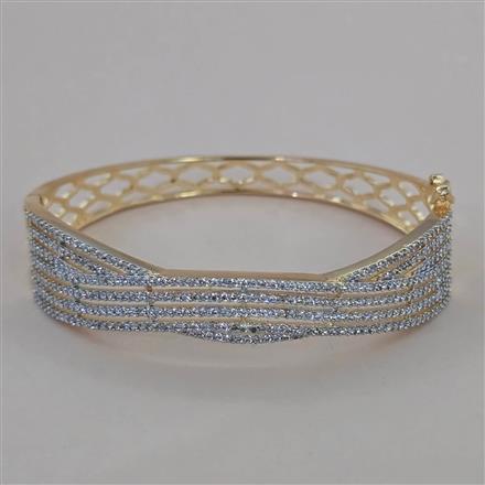 American Diamond Openable kada with Rhodium Plating 2 Tone Plating Mehndi Plating