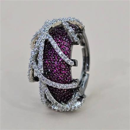 American Diamond Adjustable Ring with Black Plating