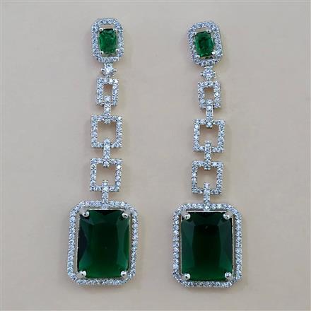 American Diamond Classic Earring with Rhodium Plating