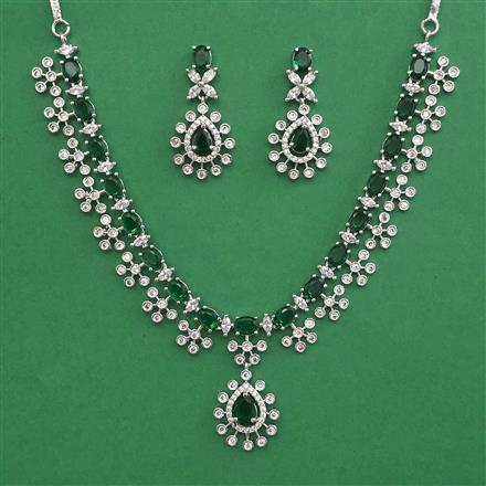 American Diamond Classic Necklace with Rhodium Plating