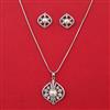 American Diamond Pearl Pendant Set with Rhodium Plating