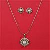 American Diamond Pearl Pendant Set with Mehndi Plating