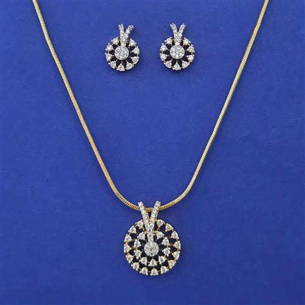 American Diamond Classic Pendant Set with 2 Tone Plating