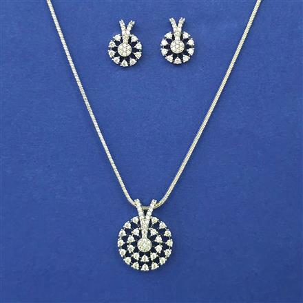American Diamond Classic Pendant Set with Rhodium Plating