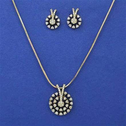 American Diamond Classic Pendant Set with Mehndi Plating