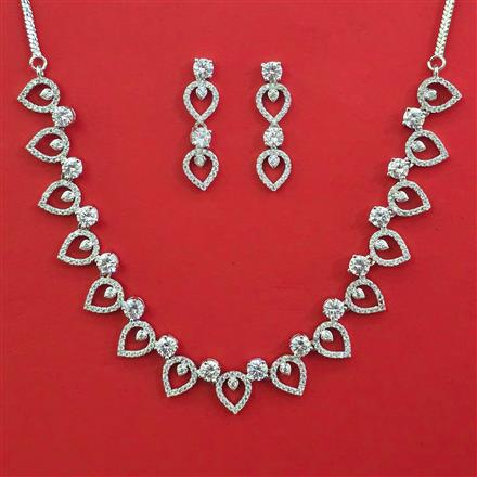American Diamond Classic Necklace with Rhodium Plating