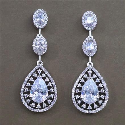 American Diamond Classic Earring with Rhodium Plating