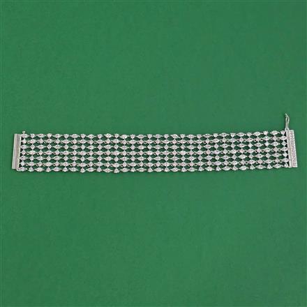 American Diamond Classic Bracelet with Rhodium Plating Mehndi Plating