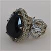 American Diamond Adjustable Ring with Mehndi Plating