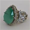 American Diamond Adjustable Ring with Mehndi Plating