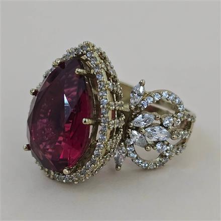 American Diamond Adjustable Ring with Mehndi Plating