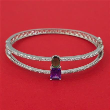 American Diamond Openable kada with Rhodium Plating
