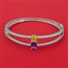 American Diamond Openable kada with Rhodium Plating