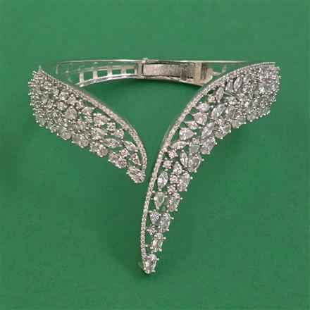 American Diamond Classic Kada with Rhodium Plating Mehndi Plating