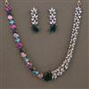 American Diamond Classic Necklace with Rhodium Plating Mehndi Plating