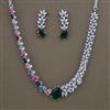 American Diamond Classic Necklace with Rhodium Plating Mehndi Plating