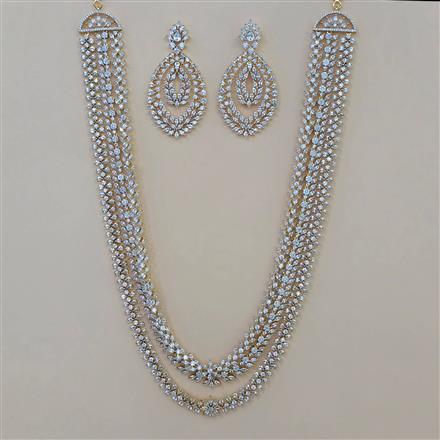 American Diamond Layered Necklace with Rhodium Plating 2 Tone Plating Mehndi Plating
