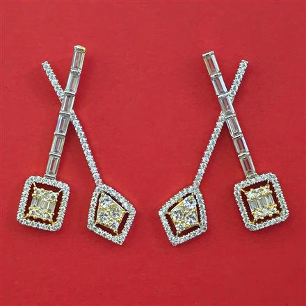 American Diamond Classic Earring with Rhodium Plating 2 Tone Plating Mehndi Plating