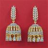 American Diamond Jhumki with Rhodium Plating 2 Tone Plating Mehndi Plating