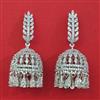 American Diamond Jhumki with Rhodium Plating 2 Tone Plating Mehndi Plating