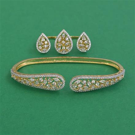 American Diamond Palm Kada with Rhodium Plating 2 Tone Plating Mehndi Plating