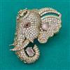American Diamond Animal Brooch with Mehndi Plating