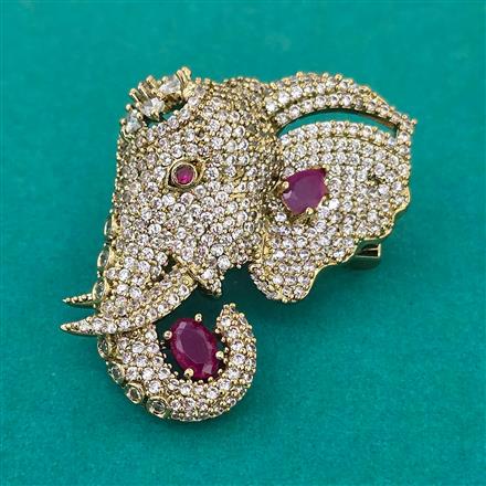 American Diamond Animal Brooch with Mehndi Plating