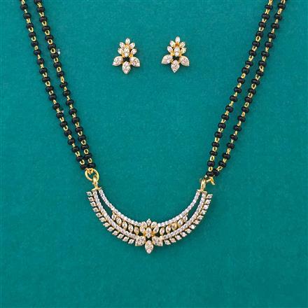 American Diamond Classic Mangalsutra with Rhodium Plating 2 Tone Plating